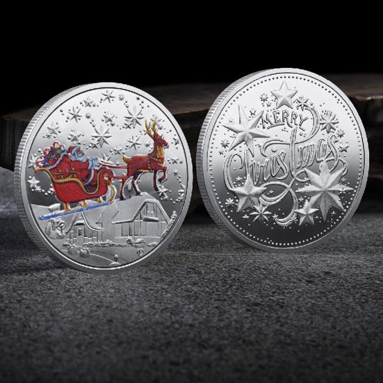 Рождественская сувенирная монета Санта-Клаус Монета с изображением лося Металлическая коллекционная праздничная монета для детей Подарочные рождественские вечеринки Чулки Наполнители