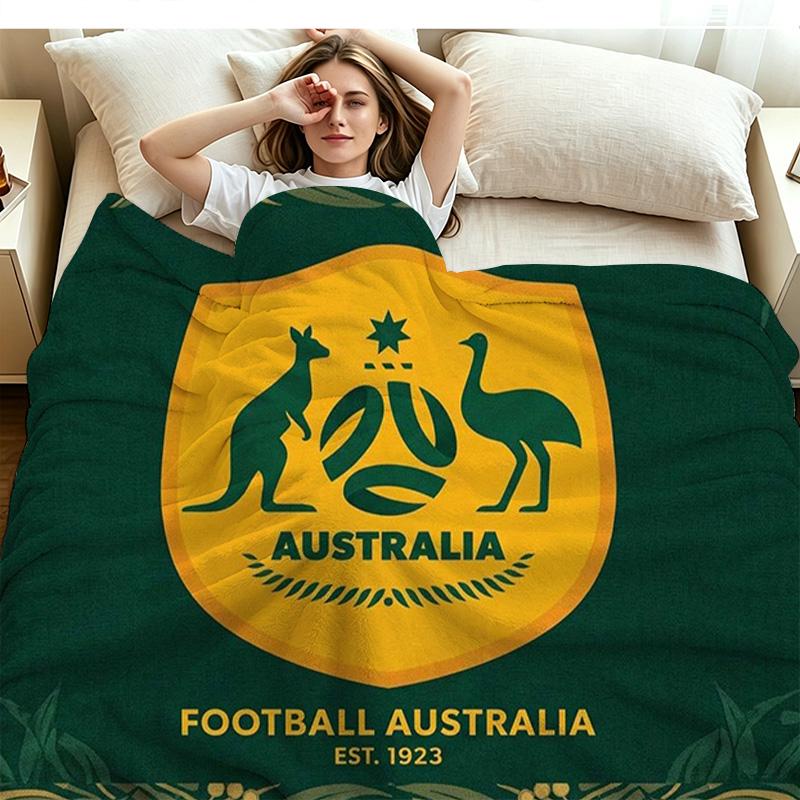 The Socceroos Australia Print Flannel Blanket High Quality Warm Comfortable Cover for All Seasons Perfect for Gifts Home Decor