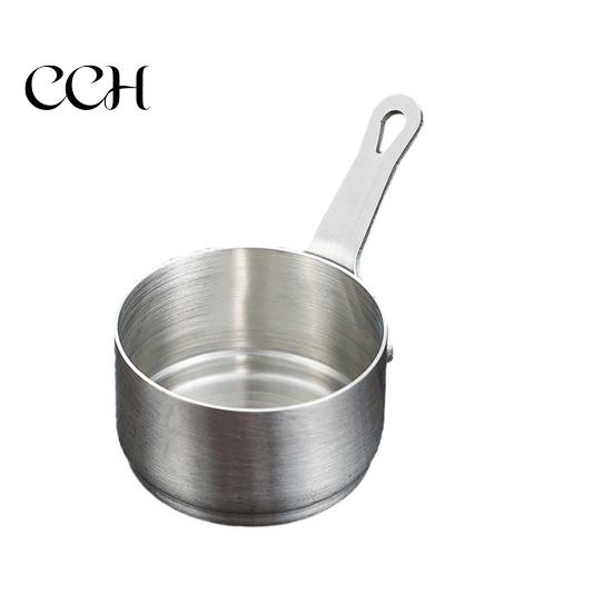 Small Stainless Steel Cooking Pot Sauce Cup with Handle Reusable Metal Dipping Cups High Temperature Resistant Condiment Server for Ketchup Appetizers
