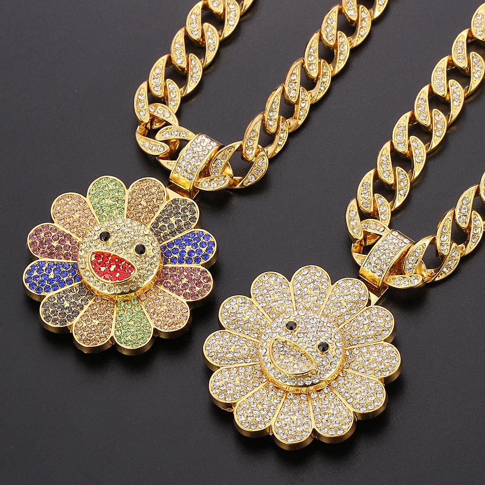 Custom Trending Fashion Gold Iced Out Pendant Hip Hop Cuban Chain Heavy Necklaces for Women
