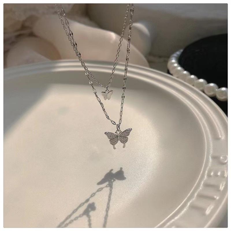 Блестящее ожерелье-бабочка, женское изысканное двухслойное ожерелье-цепочка на ключицу, ювелирные изделия для женщин, подарок друзьям