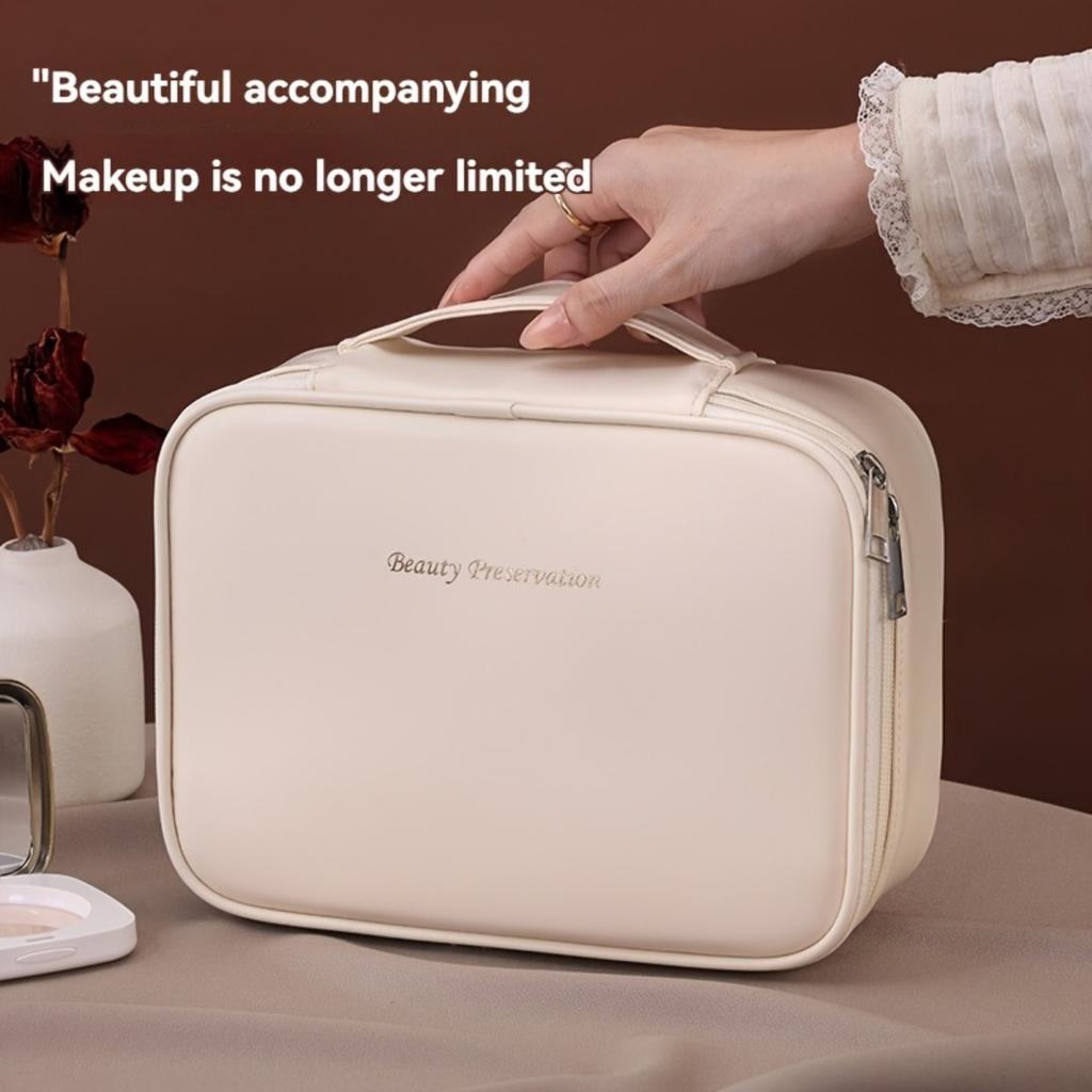 Multi Layer Large Capacity Detachable Makeup Bag, Synthetic Leather Travel Cosmetics Storage Box, Versatile Portable Beauty Essentials Storage Bag