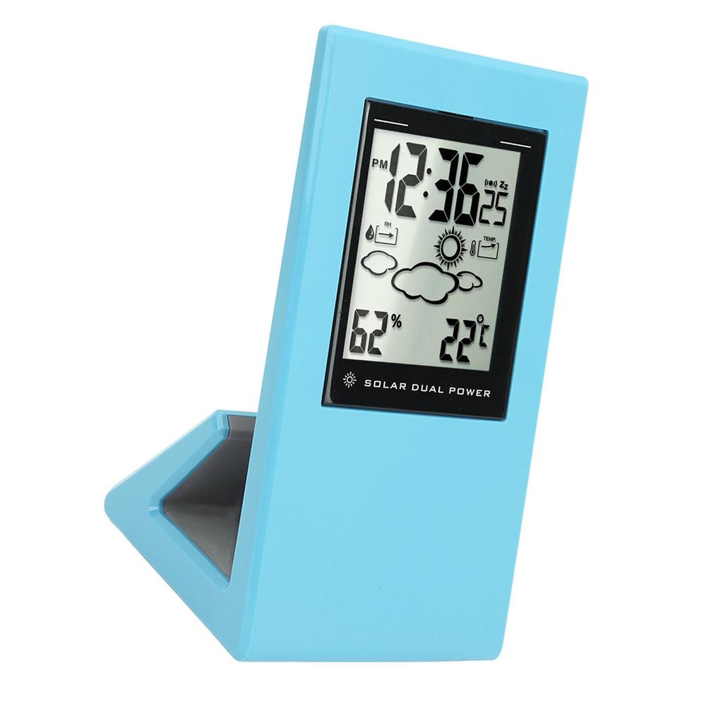 Wther Forcast Clock Solar Battery Powered   LCD Display Timing Digital Temperature Humidity Meter for Home School  