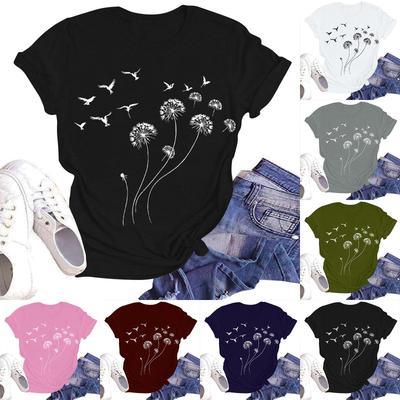 Женская повседневная модная уличная футболка с коротким рукавом и цветочным принтом