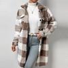 Women's Plaid Double-sided Plush Patch Pocket Button Cardigan Casual Top Jacket