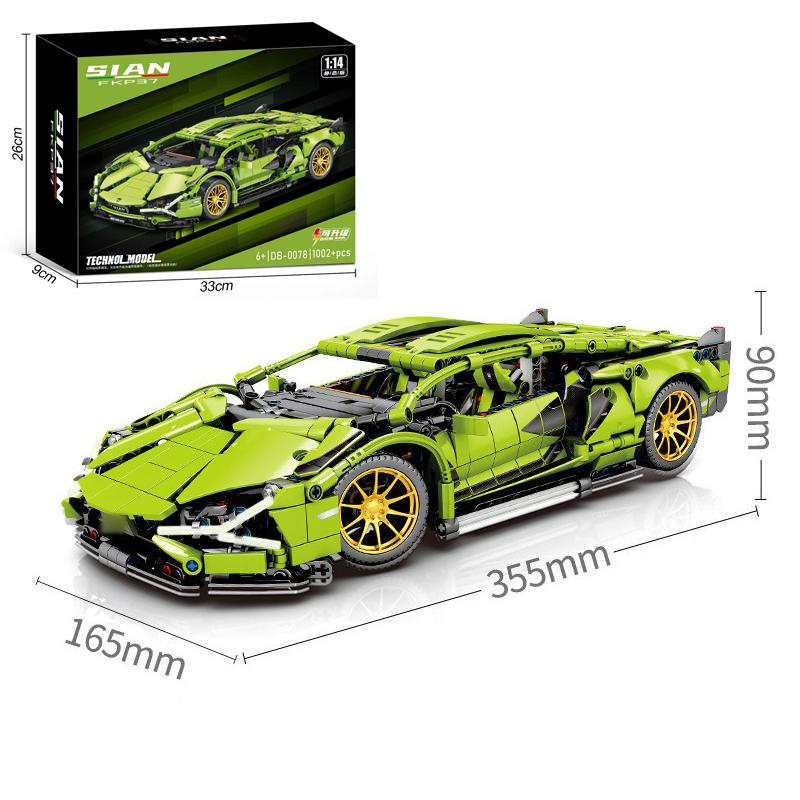 1280 шт. Технический 1:14 Sian Lamborghini, спортивные автомобили, строительные блоки, MOC, городской скоростной автомобиль, сборные кирпичи, игрушки для детей