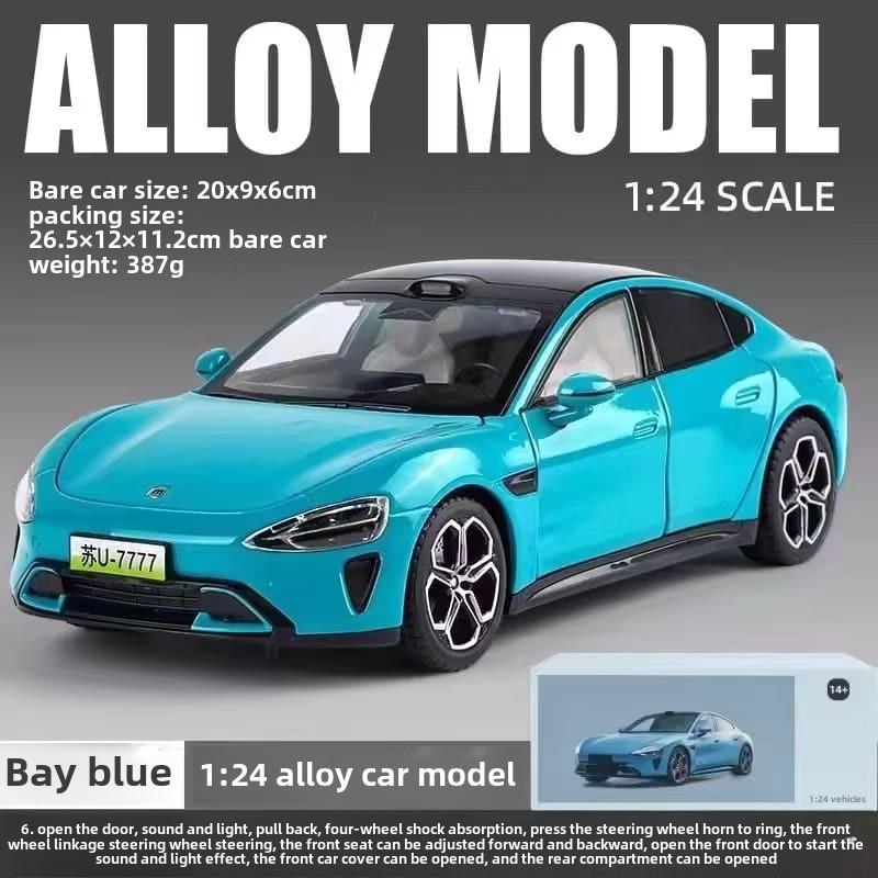 Xiaomi SUI7 Модель автомобиля 1:24 Сплав Автомобиль Четыре двери Две крышки Открывание и закрывание Ручная работа Модель Украшения Коллекция Детские игрушки Подарок для мальчиков