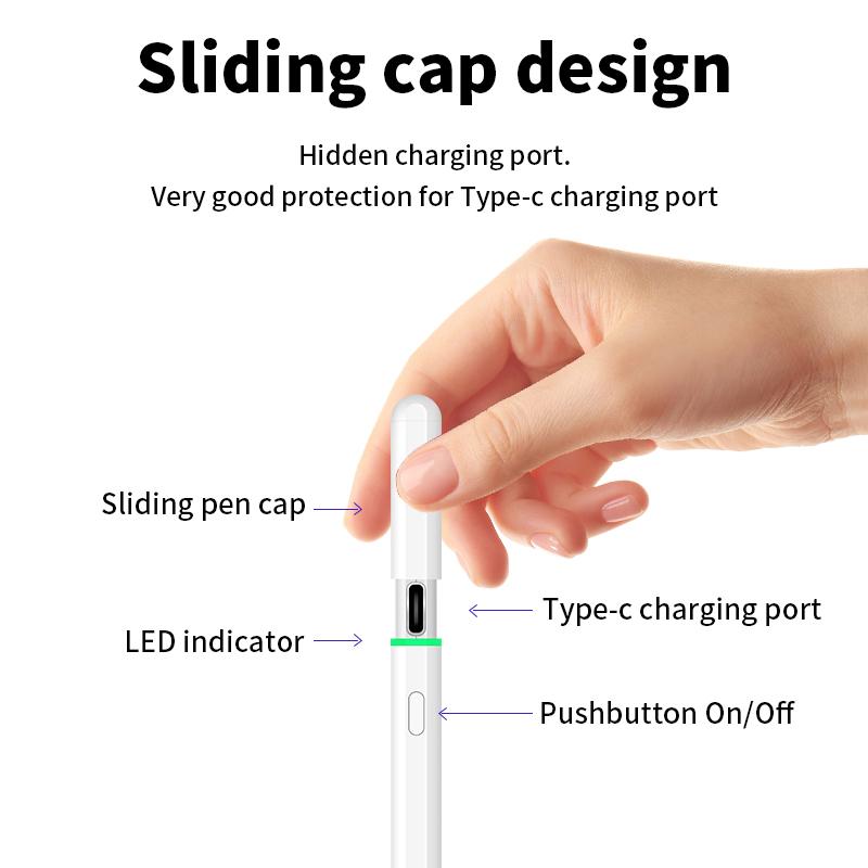 White Tablet Pencil Ipad 9th 10th Generation Magnetic Palm Rejection Touch Pen Active Stylus Pen for Apple Ipad Pencil