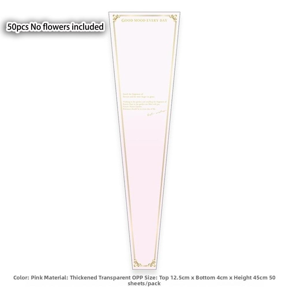 50pcs Transparent Single Rose Sleeves Waterproof Bouquet Packaging Sleeve Anniversary