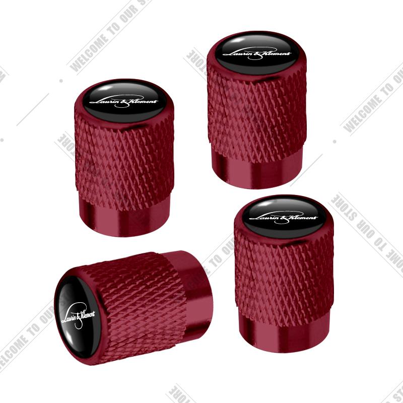 Car CNC Aluminum L&K Emblem For Skoda Laurin & Klement Superb Yeti Octavia Kodiaq Rapid 4pcs Tire Valve Air Port Stem Cover Caps