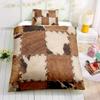 3Pcs Rustic Cowhide Style Duvet Cover Set Fur Pattern Stitching Print Soft Comfortable Bedding For Bedroom