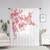 2Pc Cherry Blossom Print Curtains, Polyester Fabric, Machine Washable, Suitable For Bedroom And Living Room Decoration