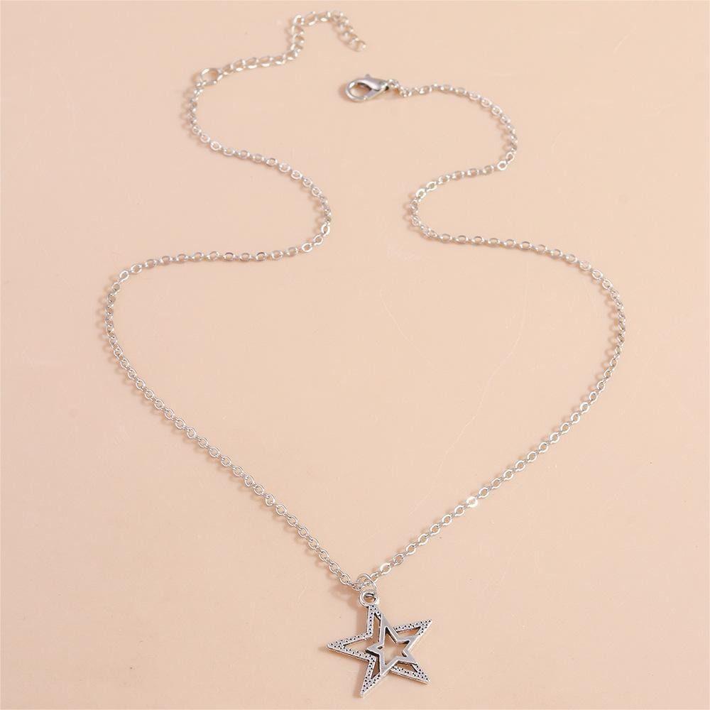 Полый чокер звезда кулон ожерелье корейская ключичная цепочка для женщин мужчин