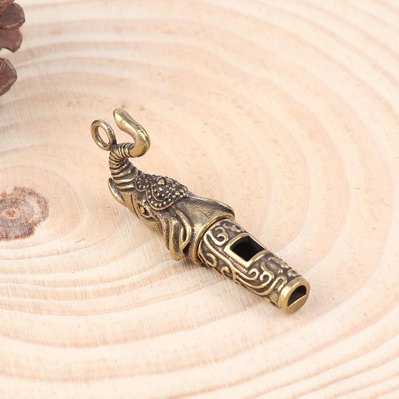1Pc Brass Metal Treble Training Wilderness Survival Pendant Elephant Whistle Antique Keychain Outdoor Survival Whistle