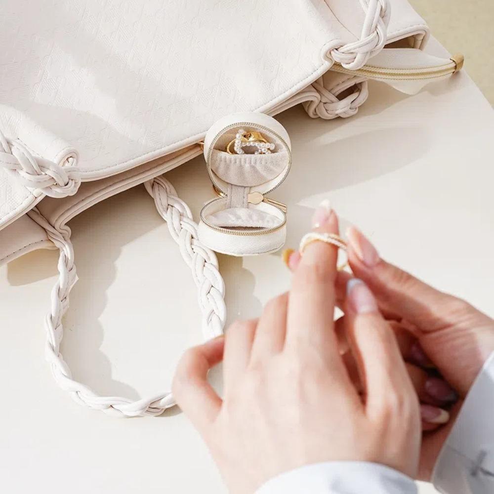 Round Mini Jewelry Box Necklace Display Ring Packaging Box Portable Travel Bag Travel