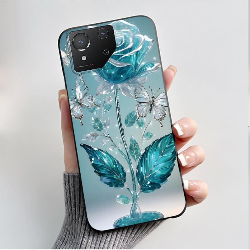 Чехол для ASUS ROG Phone 8 Чехол для ROG Phone 8 Pro Capa Мягкий Силикон Черный Корпус Чехлы для Телефона с Милым Цветочным Мультяшным Принтом