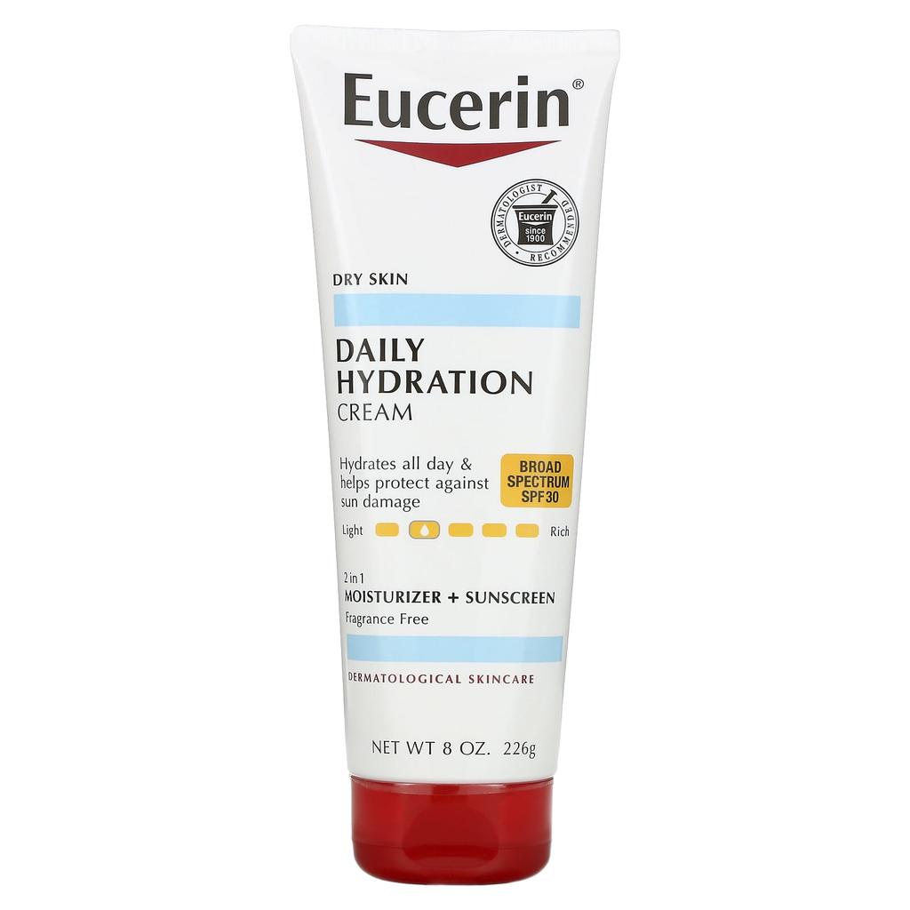 Eucerin Daily Hydration Cream, SPF 30, Fragrance Free, 8 Oz (226 G)