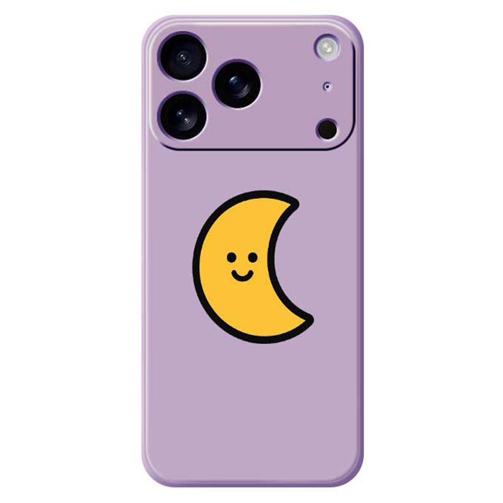 For iPhone 17 Pro Max Case Yellow Moon Pattern Printing Straight Edge TPU Phone Back Cover