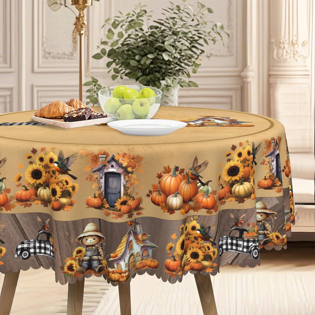 Скатерть с изображением тыквы и подсолнухов в пасторальном стиле, водонепроницаемая и маслостойкая скатерть для обеденного стола, чехол для журнального столика, прямоугольная декоративная скатерть для ресторана