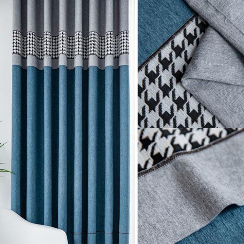 Шторы «гусиные лапки» для спальни, затемняющие гостиную, двойные открытые домашние эркеры, сплошной цвет, карниз для штор