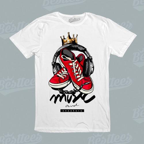 KIDS/MEN/WOMEN Red Shoes Music Love Tees Headphones T-Shirt