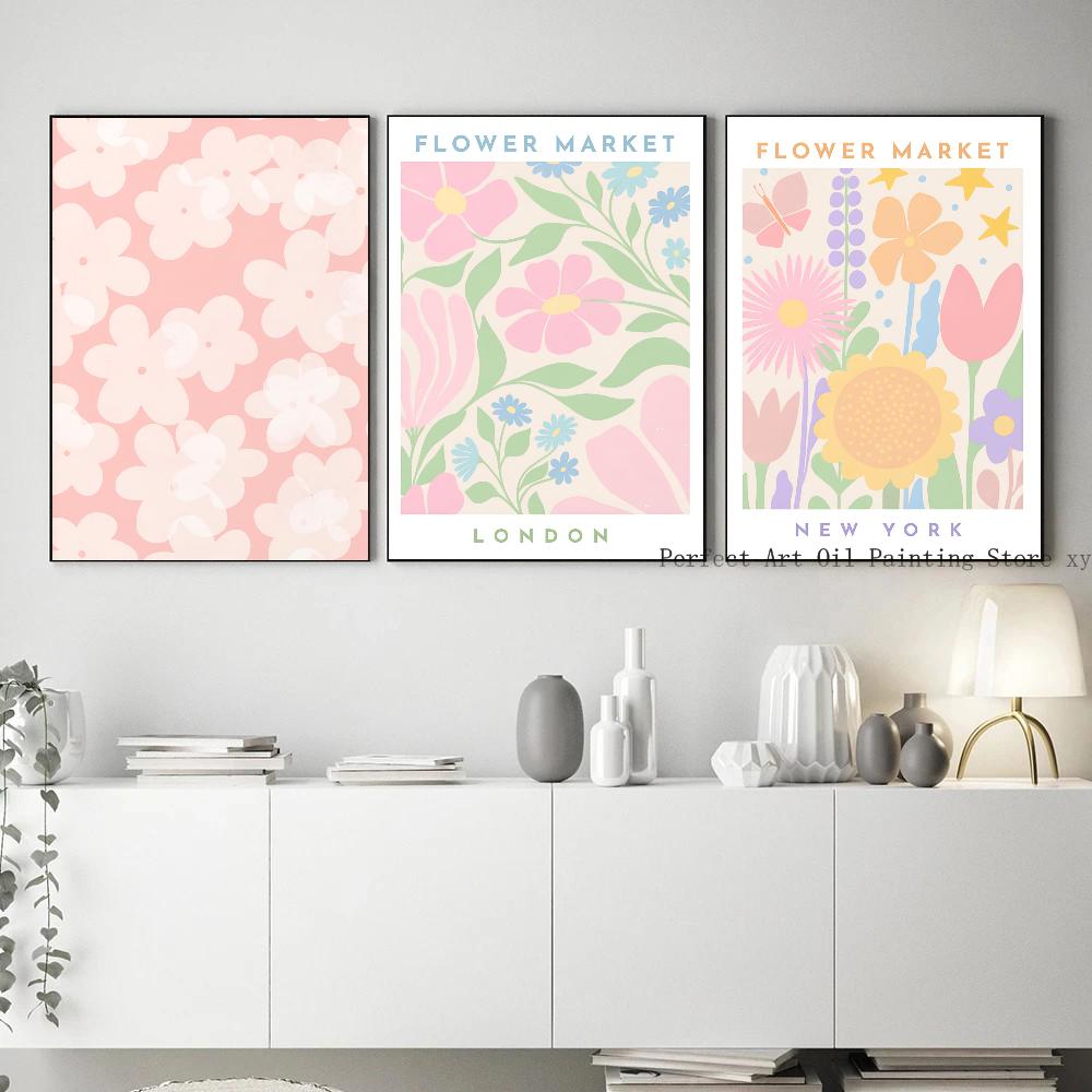1 шт. Цветочный рынок настенное искусство красочный скандинавский плакат с растениями HD постеры для дома, комнаты, бара, кафе декор искусство настенная живопись картина