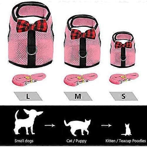 Rabbit Harness with Elastic Leash, Suitable for Small Pets (S: Bust (20-23cm), Pink) -Versailles