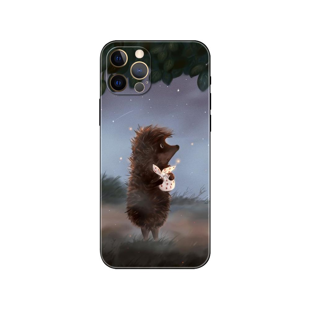 Hedgehog In the Fog Phone Case for Iphone 5 5s 2020se 6 6s 7 8 Plus X 10 XR XS 11 12 13 Mini Pro MAX Black Tpu Back Cover