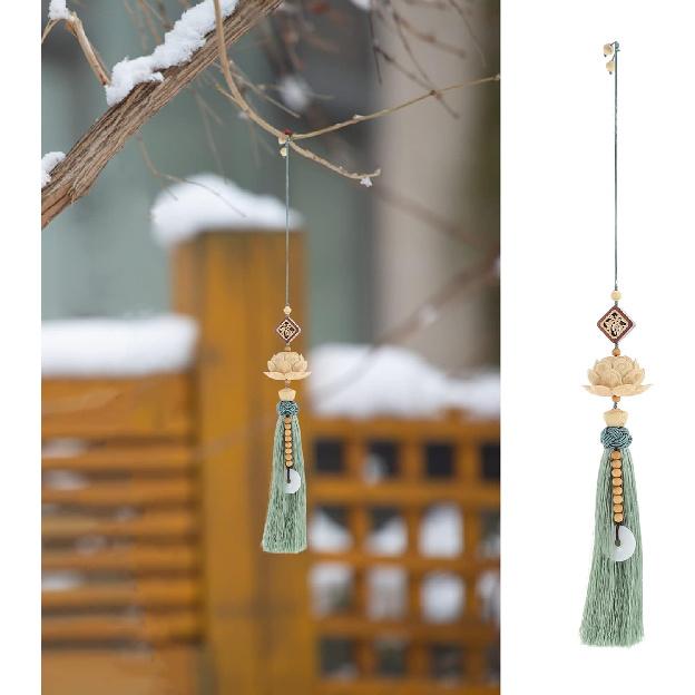 ARTIBETTER Lotus Flower Pendant Ornament Car Hanging Decoration with Chinese Character Fu, Premium Material, Portable, Unique Gift