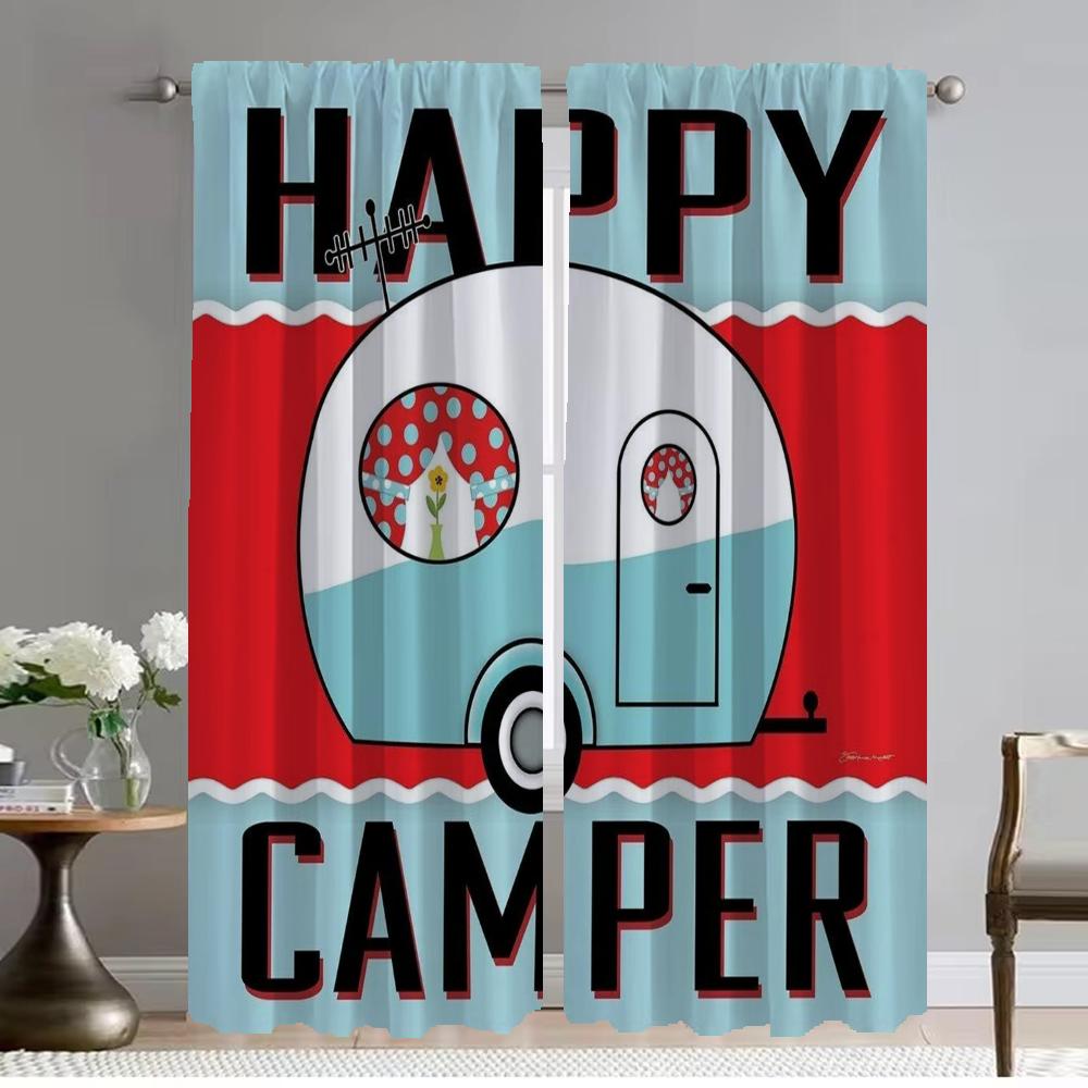 Happy Campers Элегантные комнатные шторы 2 штуки Перегородка Домашние интерьерные шторы для гостиной Оконные шторы-тени Кухня