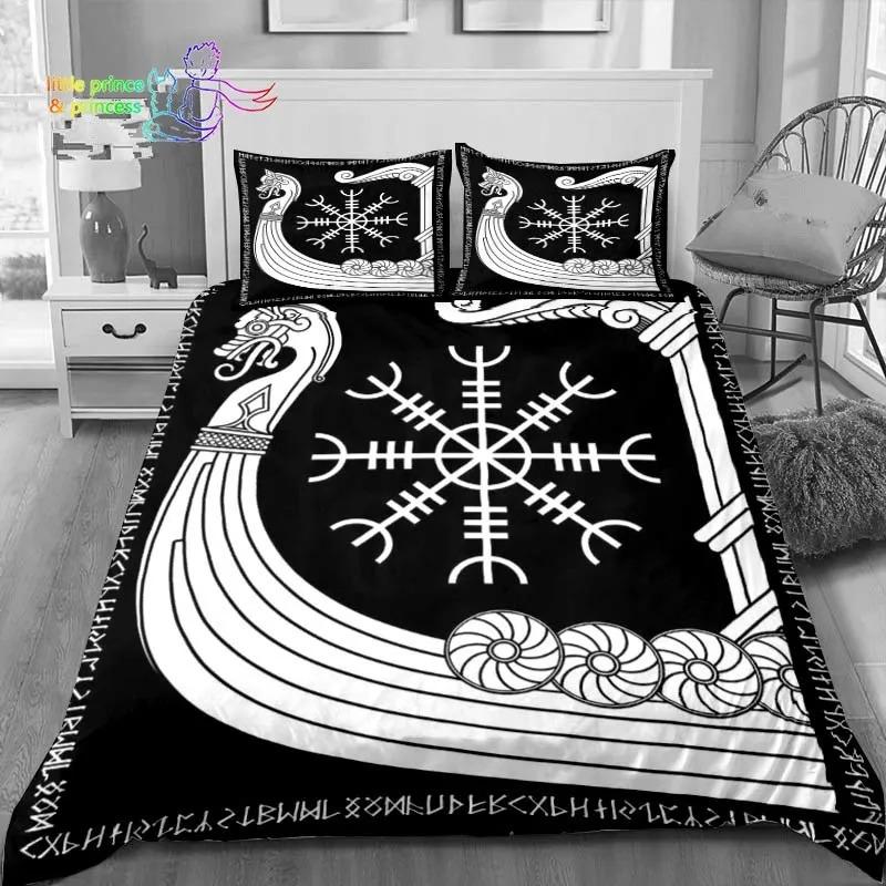 Набор постельного белья с узором викингов, скандинавская мифология, ворон, односпальный, полутораспальный, двуспальный, королевский размер, комплект для кровати размера кинг, для взрослых, для детей, для спальни, 3D-принт