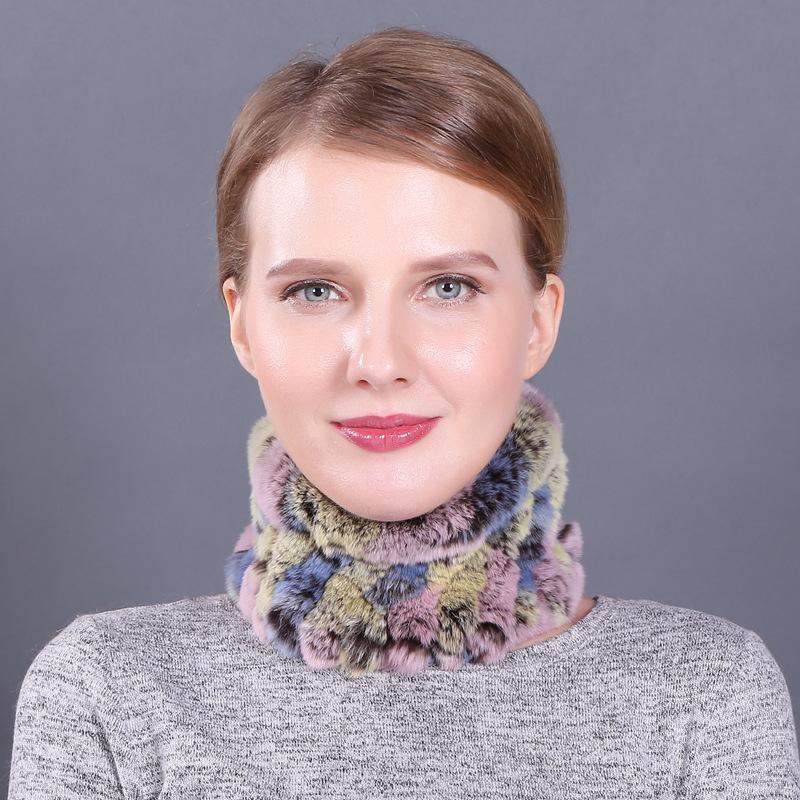 Женский осенне-зимний пуловер, теплый воротник двойного назначения, эластичный тканый меховой шарф из кроличьей шерсти Wai Rex