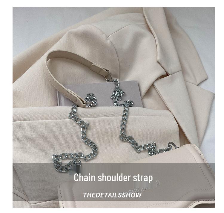 Маленькая квадратная женская сумка кроссбоди в корейском стиле - 2025 Однотонная, Волнистый узор, Плечевая цепочка, Простая мода.