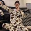 Spring Autumn Long Sleeve Women's Pajamas Set Cute Dachshund Print Cotton Two Pieces Full Length Pants Loose