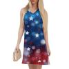 Women's V-neck Summer Casual Beach Vacation Women's Sleeveless Independence Day Print Sundress