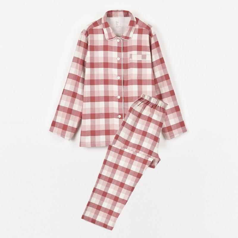 Cotton Flannel Pajama Set Womens Mens Loungewear Soft Warm Sleepwear Fall Winter