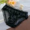 Woman's Underpants Sexy Dot Flounce Underwear See-through Lace Pants Bow Decoration Printed Panties Breathable Net Cloth Briefs