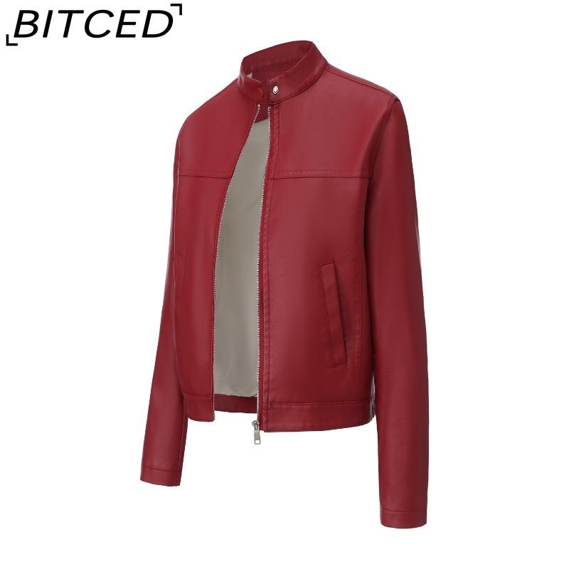 BITCED Повседневная кожаная куртка на весну/осень для женщин, модная уличная одежда, куртка байкер с воротником-стойкой