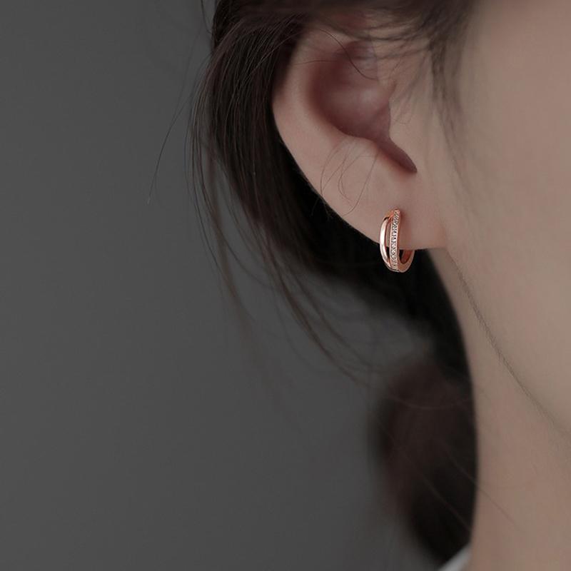 Серьги-кольца из серебра 925 пробы с цирконами, круглые, нишевый дизайн, для женщин, вечерние, классические украшения, легкие аксессуары