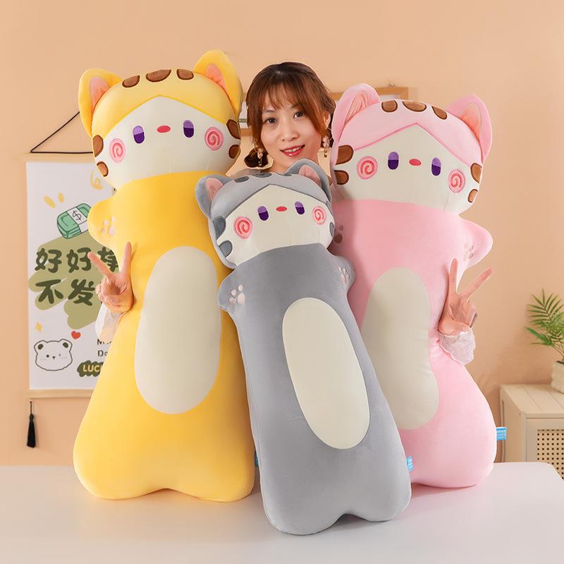Cute nap pillow cat plush doll doll birthday gift for boys and girls rag doll long cat cushion
