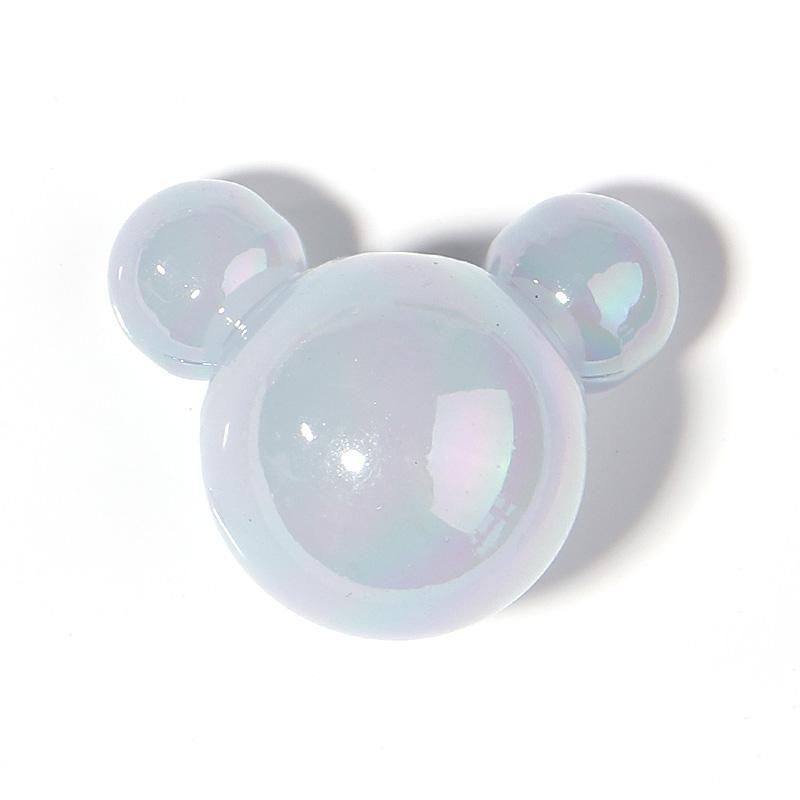 5Pcs/Lot 33×27mm Acrylic Beads Plated with Colorful Mickey Shaped Large Hole Beads For Jewelry Making Diy Headrope Phone Chain