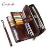 CONTACT'S Crazy Horse Leather Men's Wallet Long Card Holders for Men Man's Clutch Male Wallets