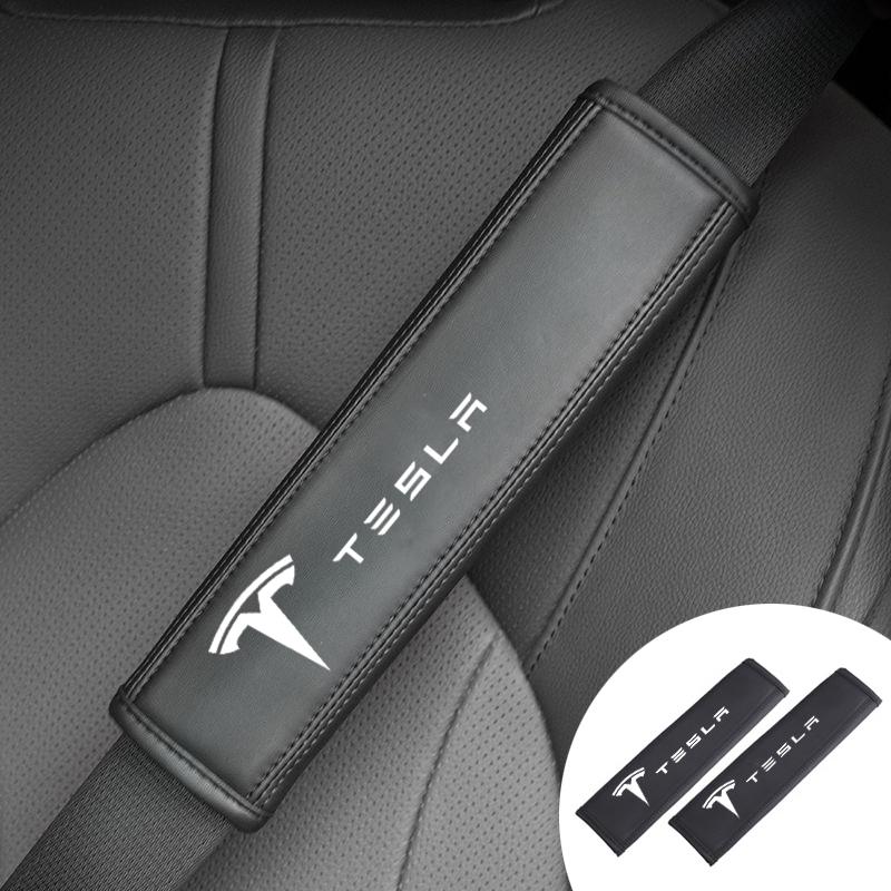 CREKH1 Car Seat Belt Shoulder Cover For Tesla Model S X Y Juniper 3 Highland Cybertruck Safety Belt Protective Cover Car Accessories