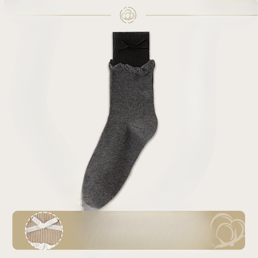 Female Spring and Autumn Fashion Anti Bacterial Deodorant Bow Lovely Sweet All Build Pile Pile Socks