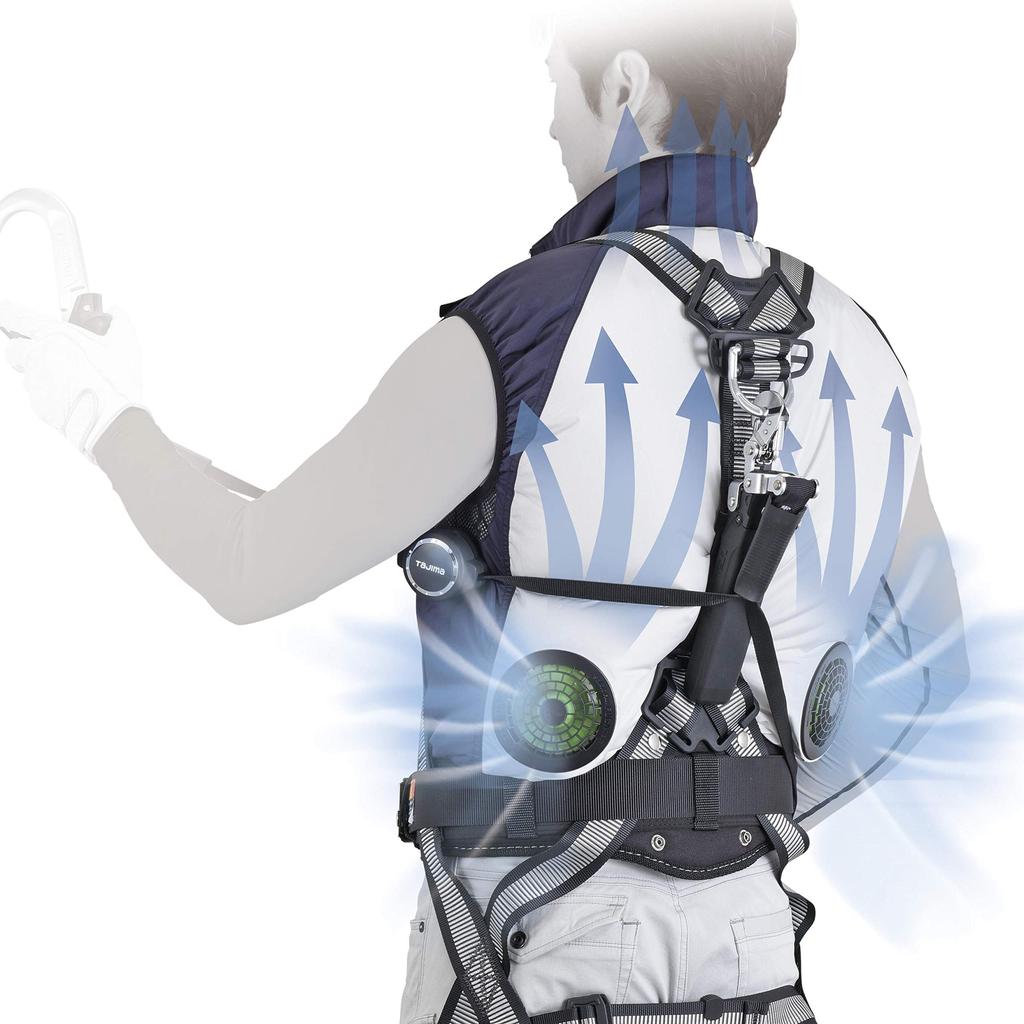 TAJIMA Cool Fan Vest That Allows Wind To Pass Through Even When Wearing a Harness Super 3D Mesh with Good Ventilation Large Capacity Battery That Can