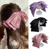 1Pcs Big Bow Satin Hair Bows Solid Pink Black Hair Pin Durable Hair Clip for Hair Accessories