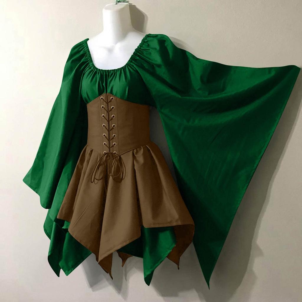 Women Fashion Long Sleeve Vintage Dress Cosplay Party Evening Night Formal Dress