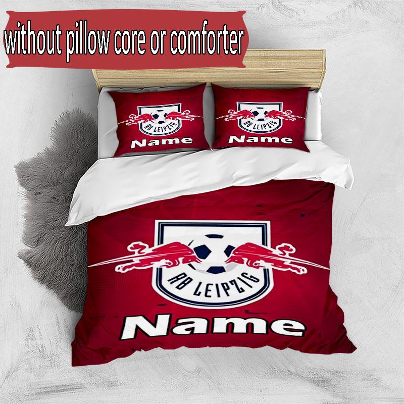 3pcs Duvet Cover Set (1*Duvet Cover + 2*Pillowcase, Without Core), Custom Name RB Leipzig Pattern Bedding Set, Home Bedroom Decor Gift