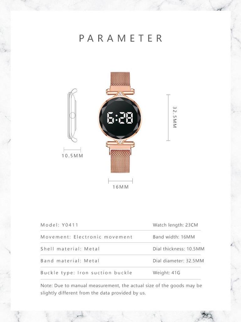 Женские стразы LED Магнитные Модные часы