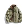 Mens Stand Collar Down Jacket Winter Thick Warm PU Surface Stain Resistant Short Coat